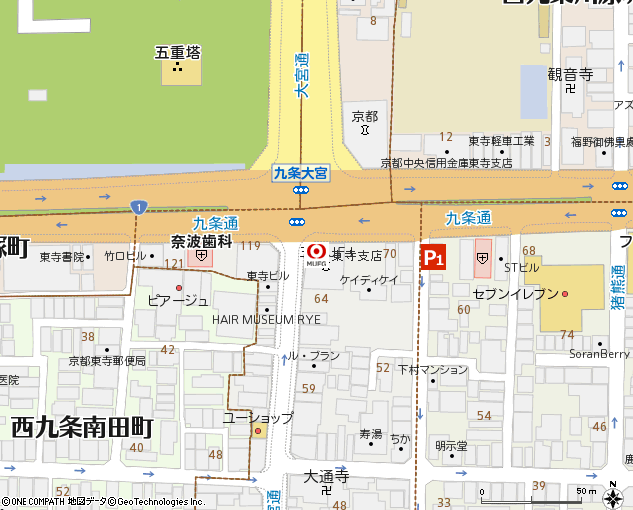東寺支店付近の地図